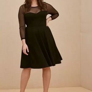 Torrid Studio Black Ponte Skater Dress NWT 22